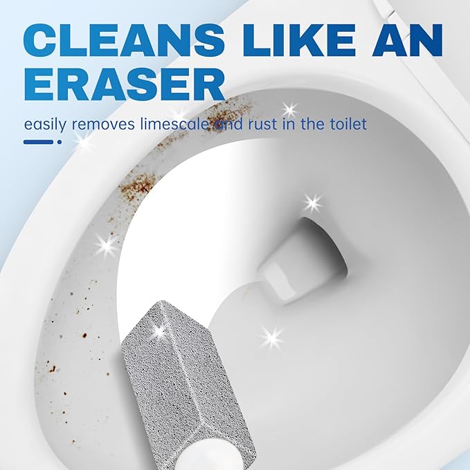 Vacplus Toilet Brush - Toilet Bowl Cleaners with Extra Long Handle, 100% Pumice Stone for Toilet Cleaning, Remove Limescale, Rust, Cleaning Supplies for Toilet, Pool, Bathroom, Sink, 2 Pack