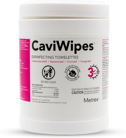 Metrex CaviWipes Disinfecting Towelettes – Durable Non-Woven Disinfecting Wipes for Hard, Non-Porous Surfaces in Healthcare & Laboratory Settings, Pre-Saturated with CaviCide – 160 Wipes (Pack of 1)