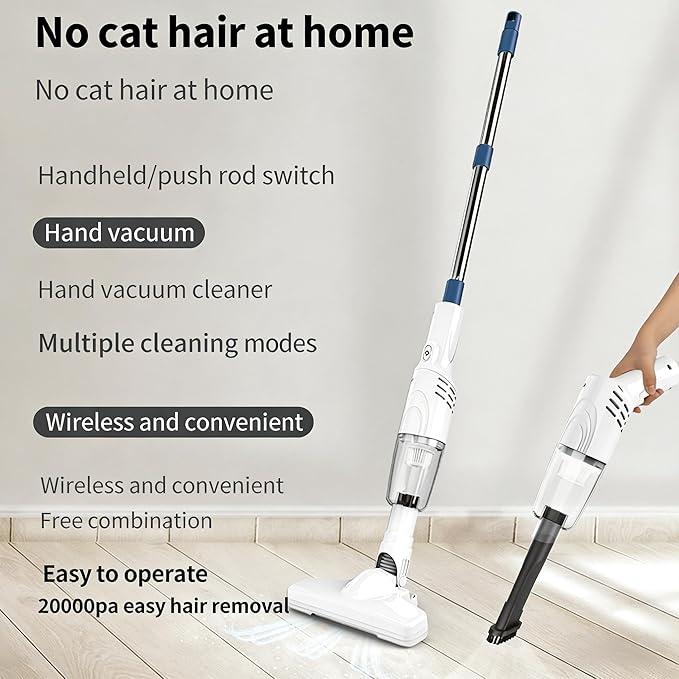 2026 New Stick Vacuum Cordless Rechargeable, Carpet Shampooer Machine Deep Cleaner, Cordless Vacuum Cleaners for Home, Powerful Smart 2-in-1 Vacuuming & Mopping for Car, Office & Home Cleaning (1Set)