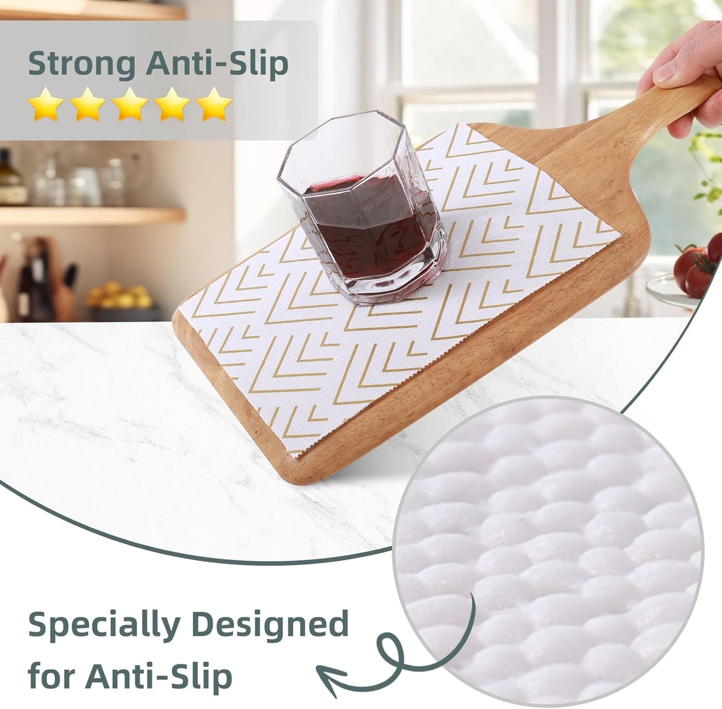 Shelf Liner for Kitchen Cabinets Non Adhesive Drawer Liner Non-Slip Thickened Shelf Liner Paper Strong Easy to Clean for Tool Box Refrigerator with Knife and Tape Measure, Gold Arrow,23.6 x 354.3 in