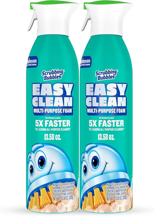 Scrubbing Bubbles Easy Clean Foaming Multipurpose Bathroom Cleaner, Continuous Spray Bottle, Fast Acting Foam, 13.58 Ounce (Pack of 2)