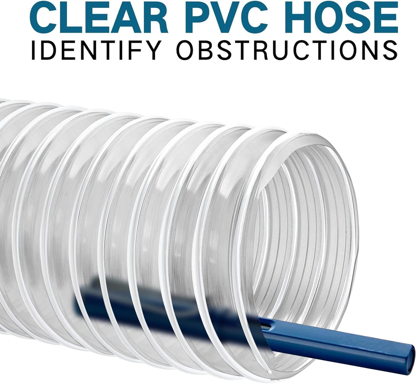 Qucship 6" x 10' Flexible PVC Fume Collection Hose with Carbon Steel Wire Coil, Puncture Resistant, for Dust Collection Systems