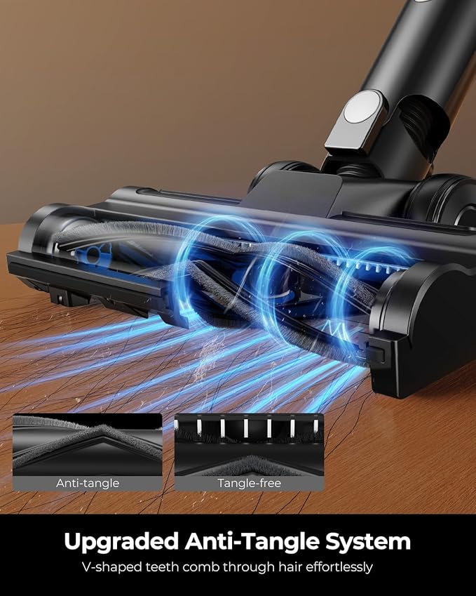 Cordless Vacuum Cleaner, 500W 45KPA 50Mins Stick Vacuum Cleaners for Home with LED Light, Self-Standing, Anti-Tangle Brush & 1.6L Dust Cup, Lightweight Vacuum for Pet Hair, Carpets, Hard Floors