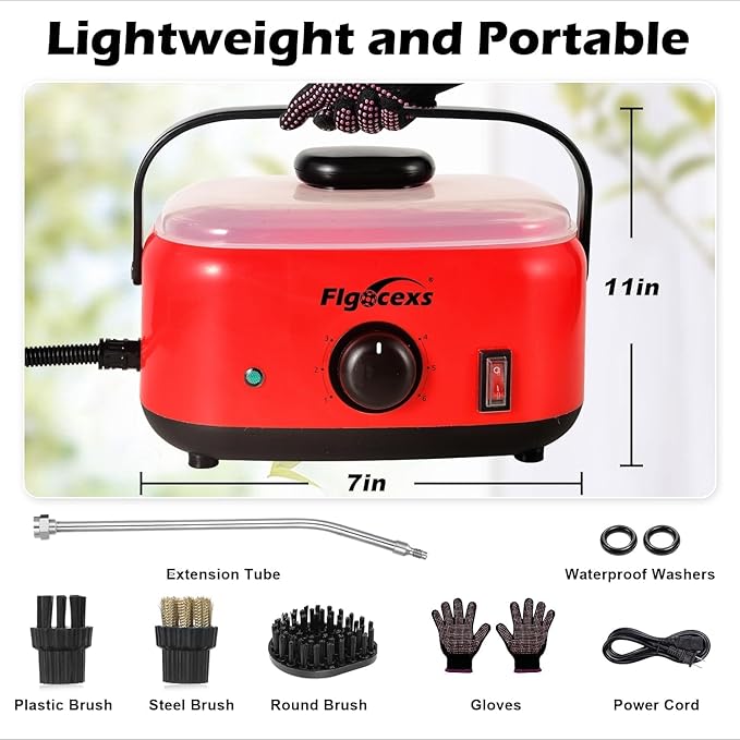 Steam Cleaner,2500W High Temperature High Pressure Steam Cleaner with 3 Brush Heads, Portable Steam Cleaners with 1.5L Tank For Car Detailing Kitchen Bathroom Floors(White)