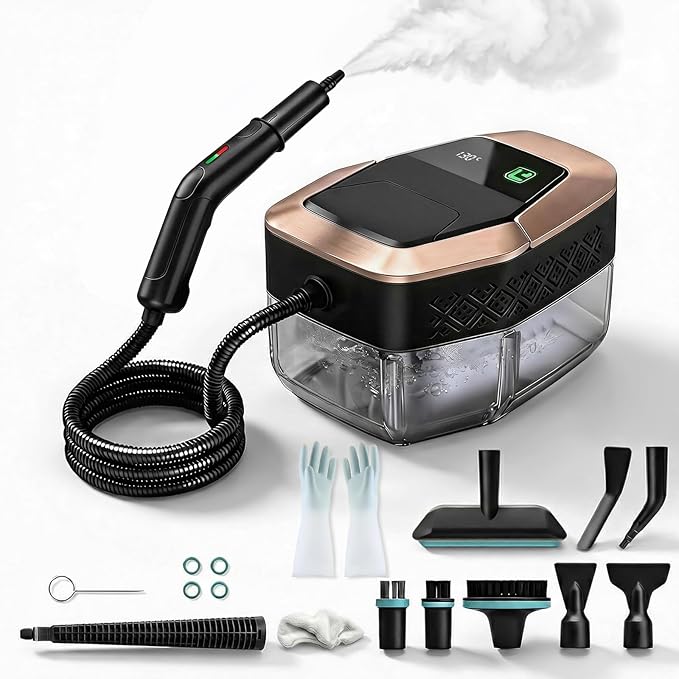 Steam Cleaner, 3 Level Adjustable Pressurized Steam Cleaner for Home, 10s Heat-Up Handheld Steamer for Cleaning, 1.9 Qt Tank Portable Steam Cleaner for Car, Home, Tile, Grout