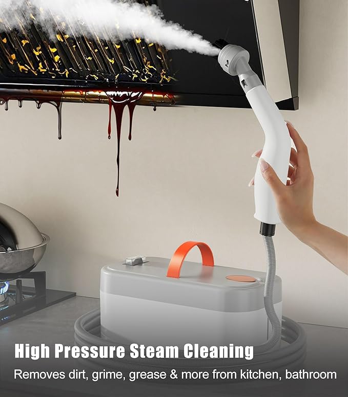 Portable Steam Cleaner for Home, Handheld Steamer for Cleaning Car Auto Detailing, Small High Pressure Steam Cleaner with 6 Accessories, 15s Fast Heat-Up, Large Tank