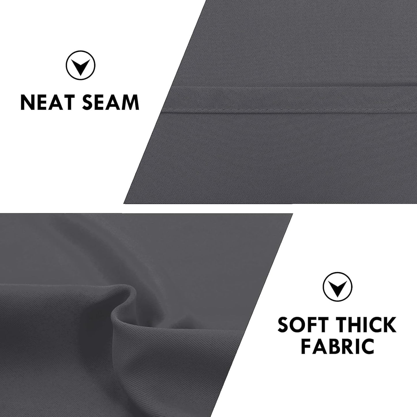 DWCN Bedroom Curtains Blackout Drapery Panels 54 Inch Length 2 Panels Set, Three Pass Microfiber Thermal Insulated Energy Saving Rod Pocket Window Treatment Drapes (W52 x L54 Inch, Dark Grey)