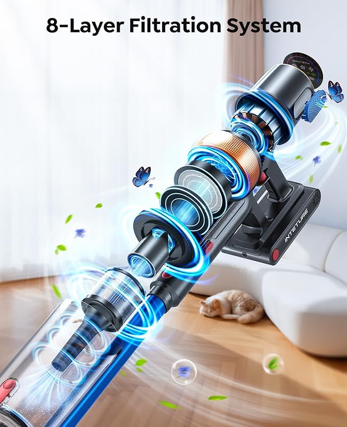 Cordless Vacuum Cleaner, 650W 55KPA 70Mins Vacuum Cleaners for Home, Upgraded Stick Vacuum with Extra Mattress Cleaning Tool, Self-Standing, Anti-Tangled Vacuum Cordless for Pet Hair/Floors/Carpets