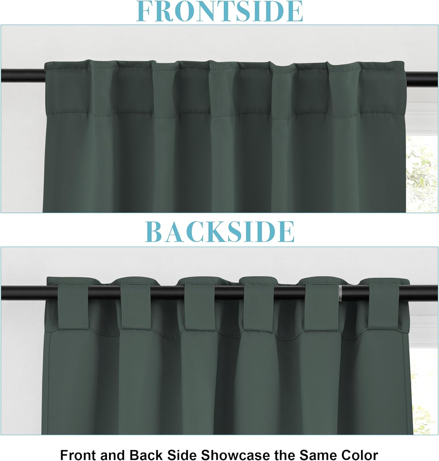 RYB HOME Small Window Curtains Blackout, Privacy Thermal Insulating Drapes for Bedroom Bathroom Basement Cafe Classroom Window Decor, W 34 x L 45 inches, Dark Green, 2 Panels