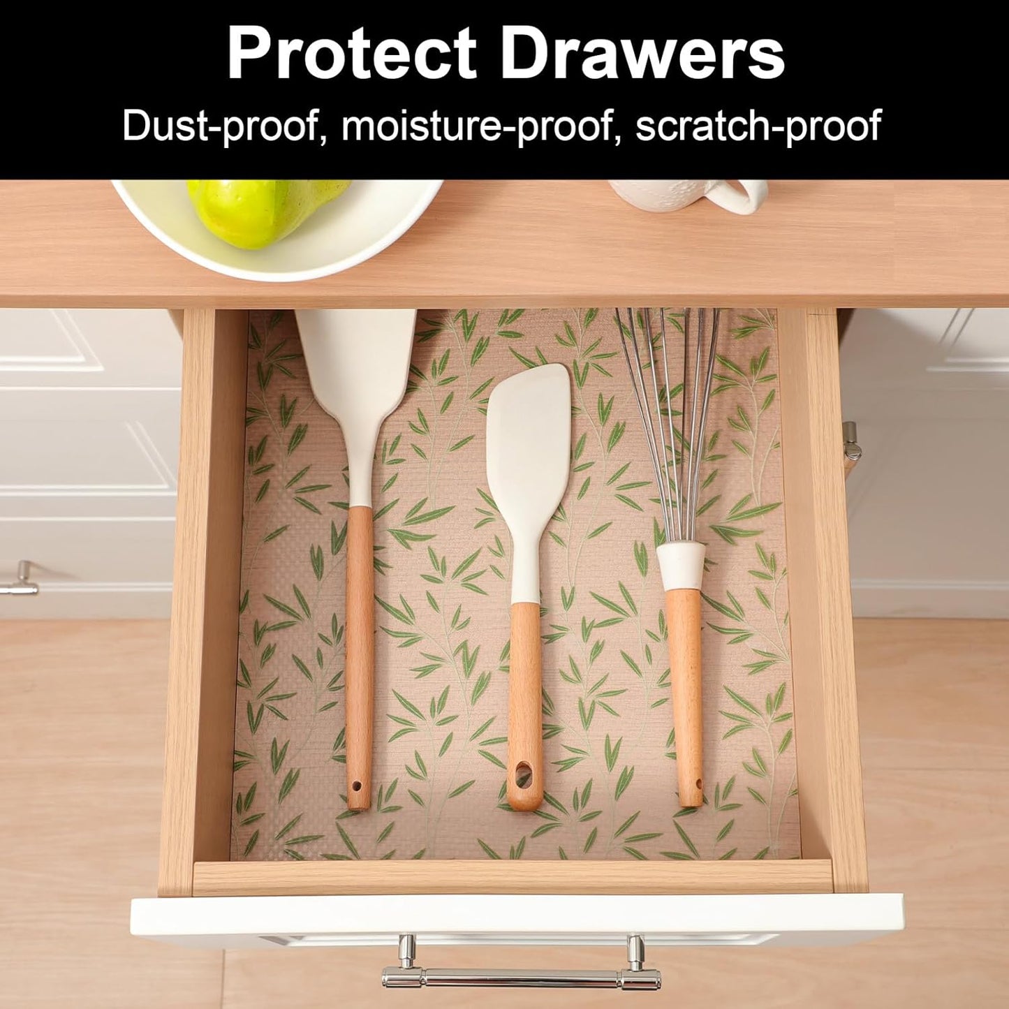Cooyes Shelf Liner Drawer Liners, Shelf Liners for Kitchen Cabinets, Non Adhesive Cabinet Liner, EVA Waterproof Non-Slip Refrigerator Liners for Kitchen, Drawer