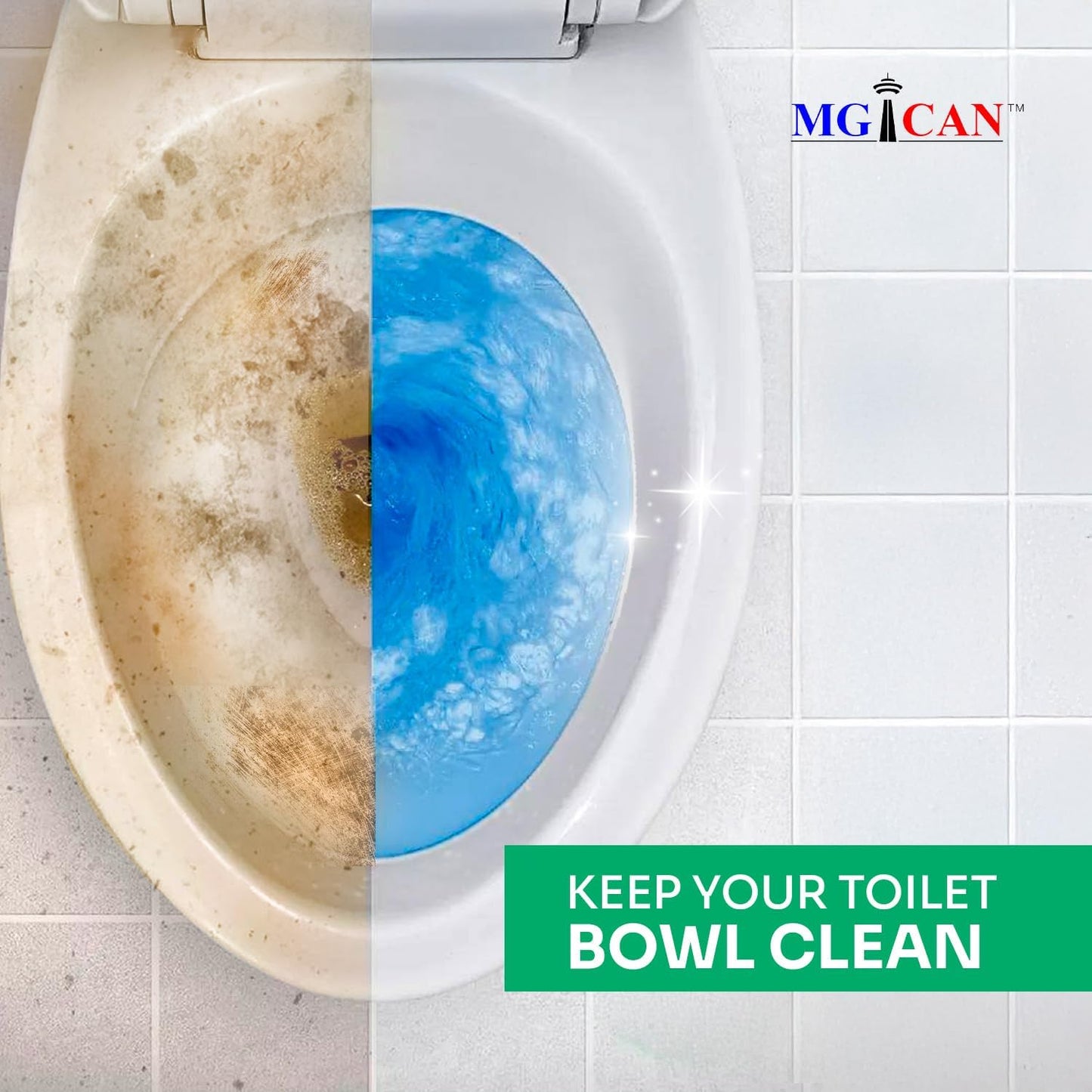 MGICAN Patented Automatic Toilet Cleaning System(ATCS) | Non-Toxic | Bleach Free & Long-Lasting | In Tank Toilet Bowl Cleaner | Cleans & Removes Stains in Every Flush| UL-Certified, 4 Pack