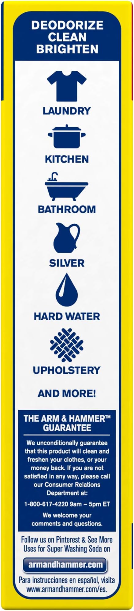 ARM & HAMMER Super Washing Soda Household Cleaner and Laundry Booster, Versatile Natural Home Cleaner, Powder Laundry Additive, 55 oz Box (Pack of 2)