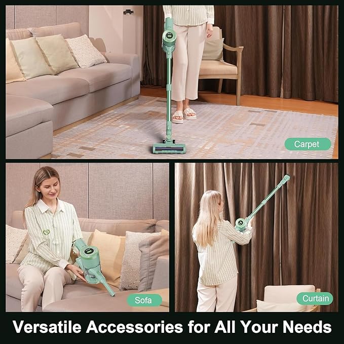 Cordless Vacuum Cleaner, Handheld Stick2200mAh Rechargeable Battery 30KPa Lightweight Small Vac Electirc Broom, 40Mins Runtime for Home Hard Floor Carpet Pet Hair Cleaning, LED Screen