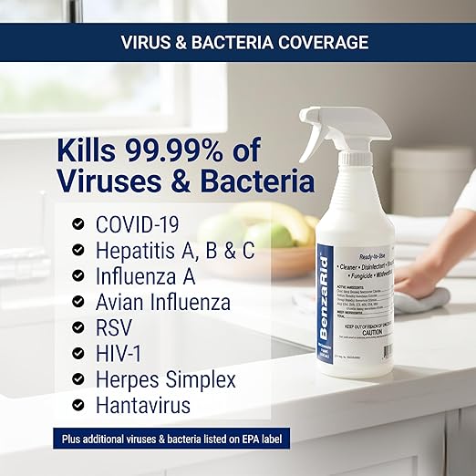 Hospital Disinfectant Sanitizer & Virucide | Kills 99.99% of COVID-19, Avian Flu H1N1,H1N2, H5N1, SARS, Bloodborne Pathogens, Staph, Bacteria & Mold | EPA Reg. | Child & Pet Safe 1 Gal