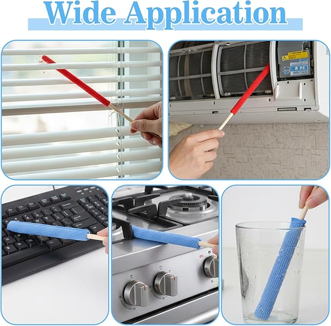 6 Pcs Microfiber Detail Duster Sticks Fan Cleaning Brush Fan Blade Cleaner Crevice Cleaning Tool Mini Split Cleaning Kit Car Air Vent Cleaner Fan Clean Brush for Home Car Window Blind