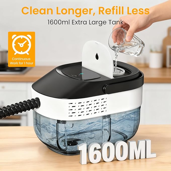 Steam Cleaner 1.6L, Adjustable Pressurized Steamer for cleaning, 15s Heat-Up, 2500W Handheld Steamer Cleaning for Home|Car|Tile|Floor, Multi-Surface Cleaning Machine with 22pcs Accessories