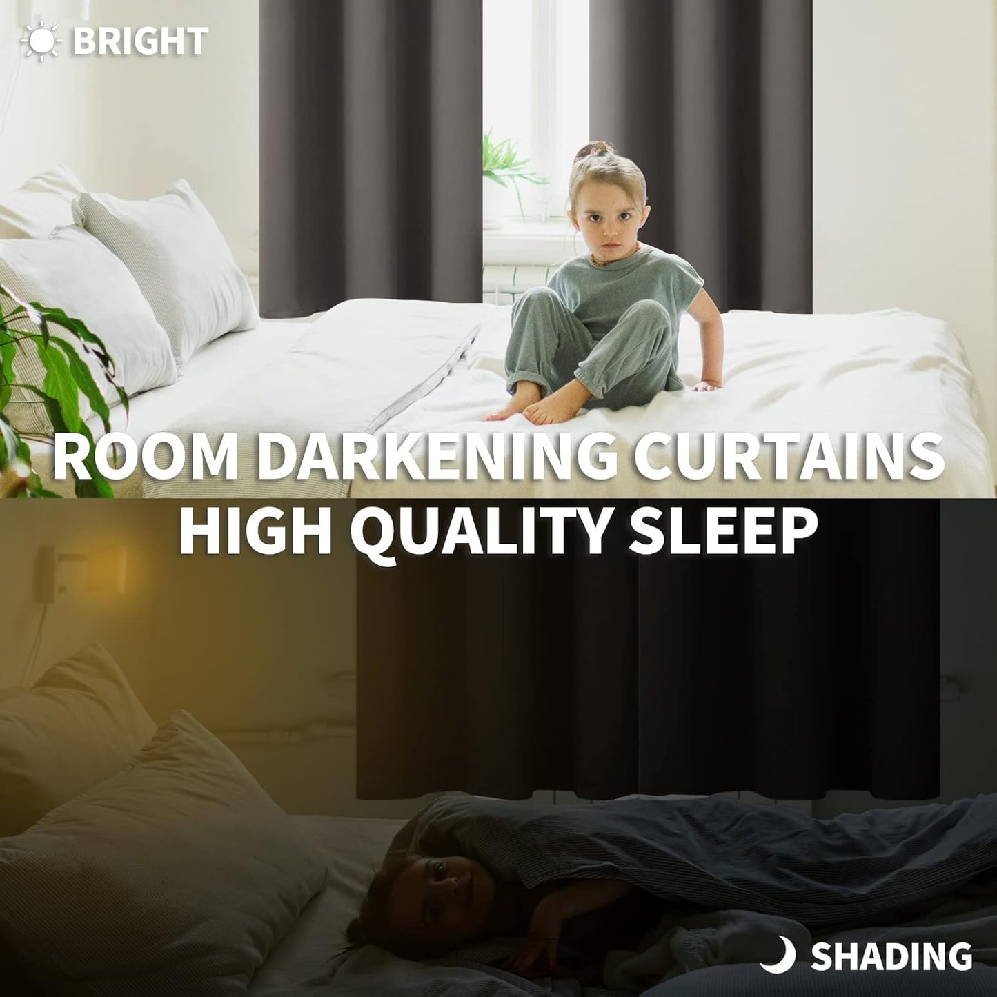 BGment Short Blackout Curtains 40 Inches Length - Rod Pocket Thermal Insulated Room Darkening Window Drapes for Kitchen Bedroom Bathroom, Grey, 2 Panels, 42 x 40 Inch