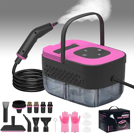 Portable Steam Cleaner for Cleaning with 16pcs Accessories, 6-Level Adjustable, 15s Heat-Up, Handheld Steam Cleaner for Home, Tile, Grease, Dirt, Car Detailing, Lightweight Design for Women& Girls