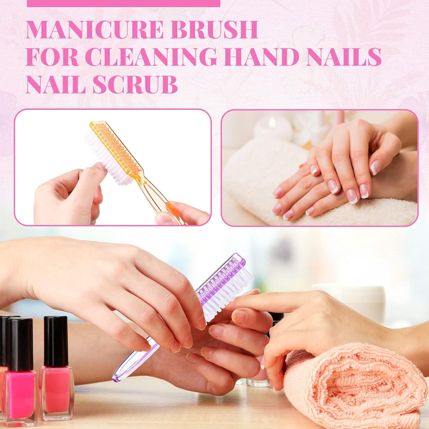 Patelai 48 Pcs Handle Grip Nail Brush Bulk Colorful Nail Scrubber Cleaner Fingernail Brushes Hand Toes Scrub Cleaning Brushes Pedicure Scrubbing Tool for Men and Women, Multicolor Brush