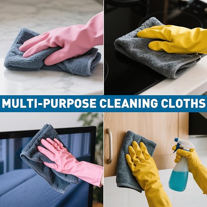 Microfiber Cleaning Cloths Bulk Pack-150 Pack, Microfiber Towels Bulk, Towels for Cars, Cleaning Rags Gray (12x12 inches)