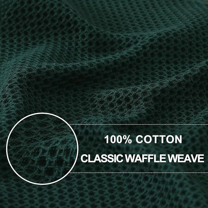 Homaxy 100% Cotton Waffle Weave Kitchen Dish Cloths, 4-Pack Ultra Soft Absorbent Dish Towels, Quick Drying Dish Rags, 12 x 12 Inches, Blackish Green