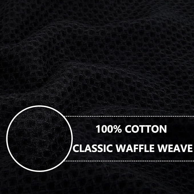 Homaxy 100% Cotton Waffle Weave Kitchen Dish Cloths, 7-Pack Ultra Soft Absorbent Dish Towels, Quick Drying Dish Rags, 12 x 12 Inches, Black