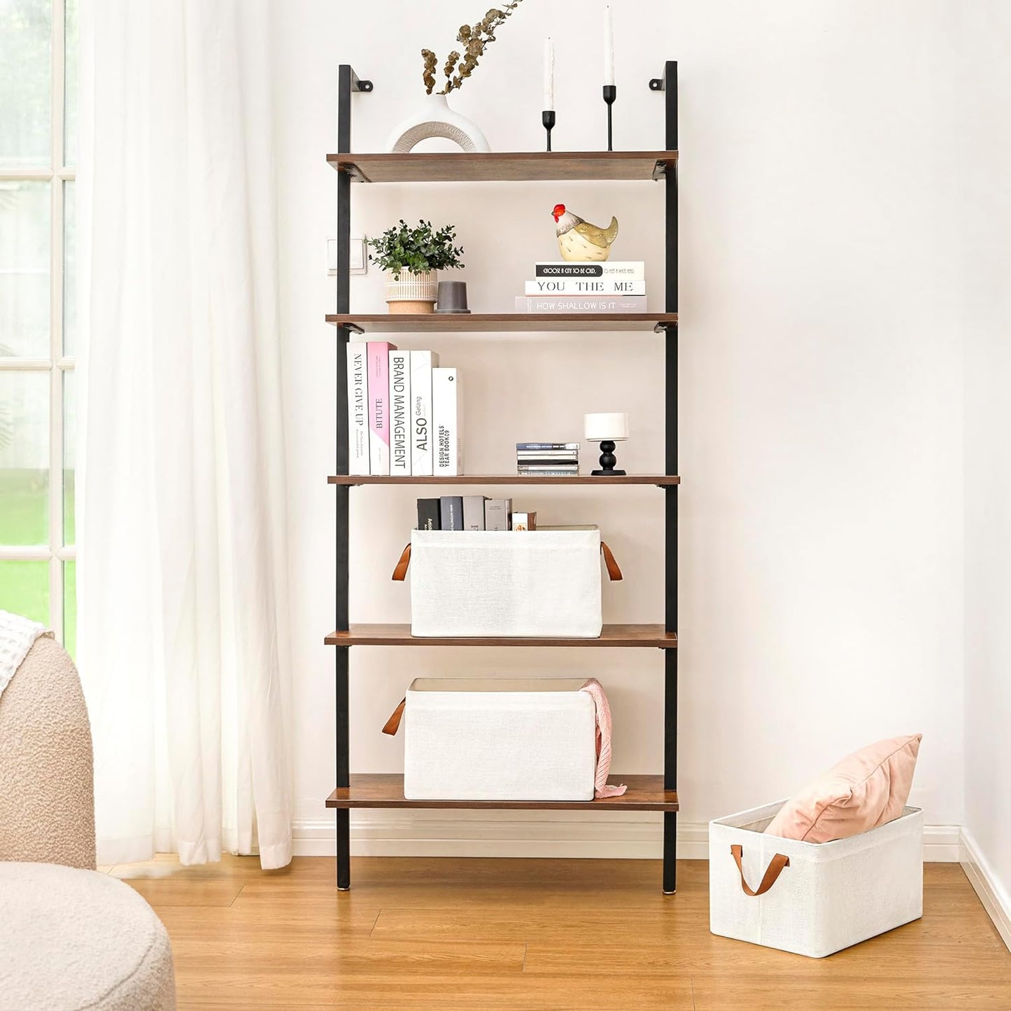 GRANNY SAYS Closet Storage Baskets, Collapsible Fabric Storage Bins with Metal Frame, Clothes Organizer Bins, Large Baskets for Shelves, Ivory, 4-Pack