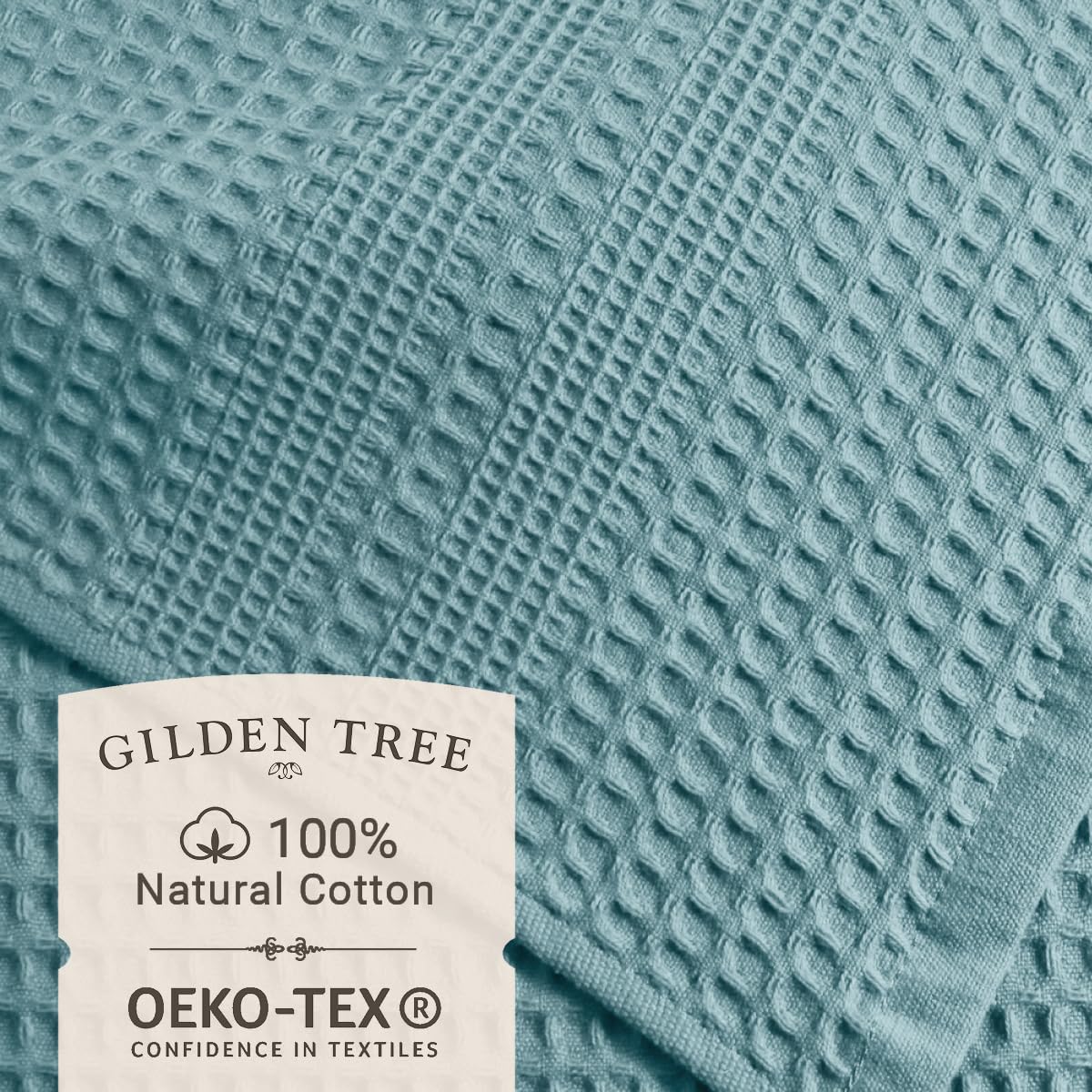 GILDEN TREE Waffle Hand Towels for Bathroom Quick Dry Towel Super Absorbent Thin 100% Cotton Hand Towels Lint Free, Hand Towels for Bathroom Set of 2, Classic Style (Seafoam)
