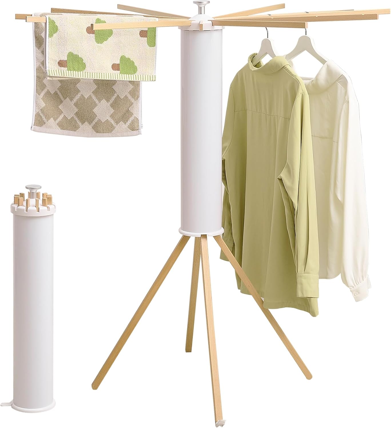 Clothes Drying Rack 4 Legs,Laundry Hanger Dryer Rack,Portable Drying Rack,Foldable Drying Rack-Drying Rack Clothing Laundry Bedroom Household Wooden-12rods