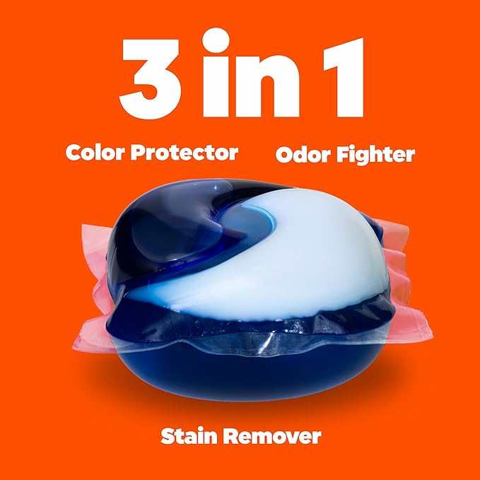 Tide PODS laundry detergent pacs, 3-in-1 Stain Remover, Odor Fighter, Color Protector, 76 Count, HE compatible, Original Scent