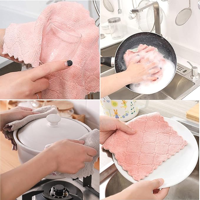 20 Pack Kitchen Cloth, Microfiber Dish Towels Washcloths, Super Absorbent Coral Velvet Dishtowels, Premium Cleaning Cloths,Non-Stick Oil Quick Dry Dish Towels, Soft Tea Towel, Table Cleaning Cloths.
