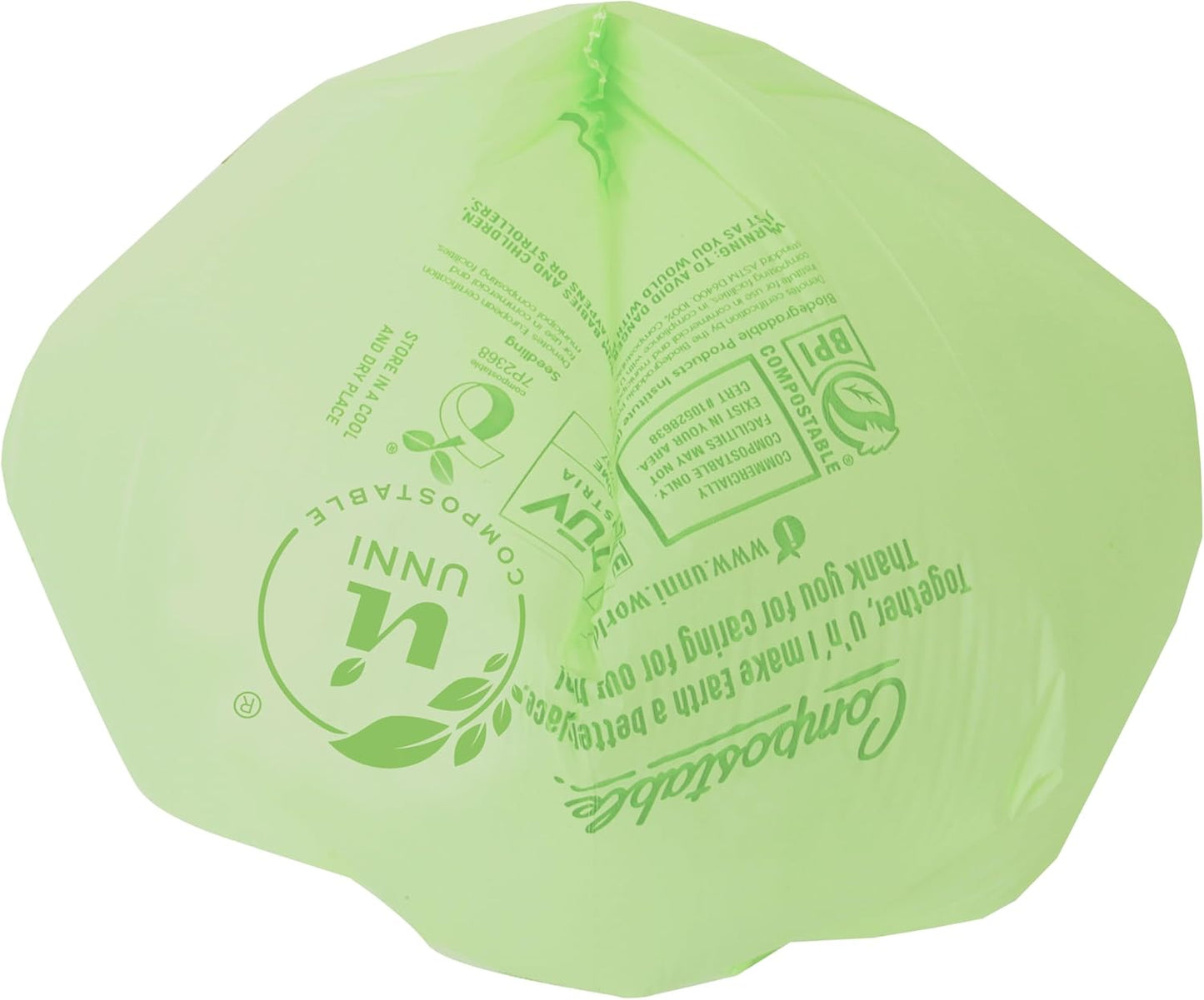 UNNI Compostable Trash Bags, 44-55 Gallon / 208 Liter, 10 Count, Extra Thick 1.38 mil Large Bin Liners for Commercial & Yard Waste, BPI, CMA & OK compost HOME Certified (Meets ASTM D6400)
