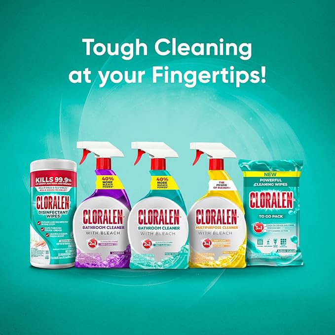 Cloralen All Purpose Cleaner with Bleach Spray - 32 fl oz - Fresh Scent - 3-in-1 Multipurpose Cleaner Spray - Deep Cleans, Eliminates Stains & Degreases