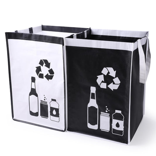 Recycle Waste Bag for Kitchen Home- Indoor Recycling Bins Trash Sorting Organizer, Reusable and Waterproof, 2 Pack