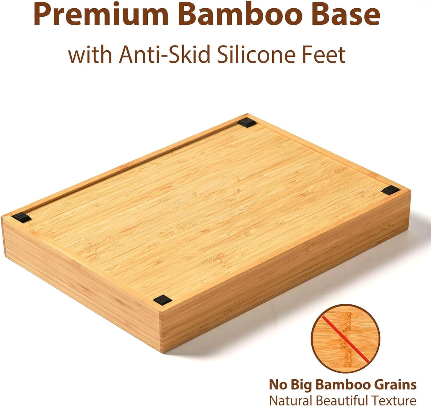 Umilife Bamboo Kitchen Drawer Organizer, 8.25 Inch Silverware Utensils Tray Holder for Small Drawer, Wood Caddy for Flatware Cutlery Knives