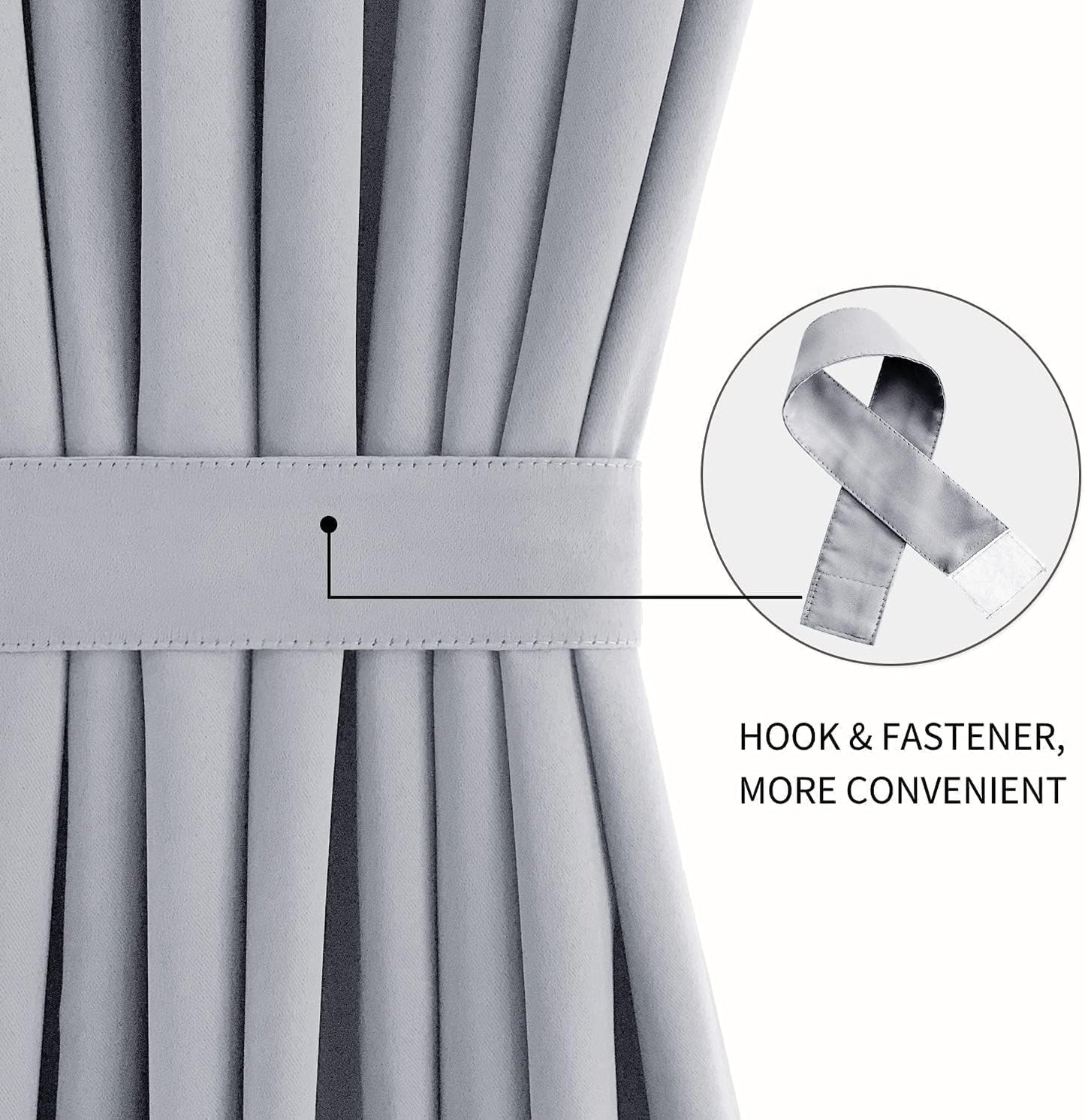 DWCN French Door Curtains – Rod Pocket Thermal Blackout Curtain for Doors with Glass Window, Kitchen and Patio Doors for Privacy, 25 X 80 Inches Long, 1 Curtain Panel with Tieback, Silver Grey
