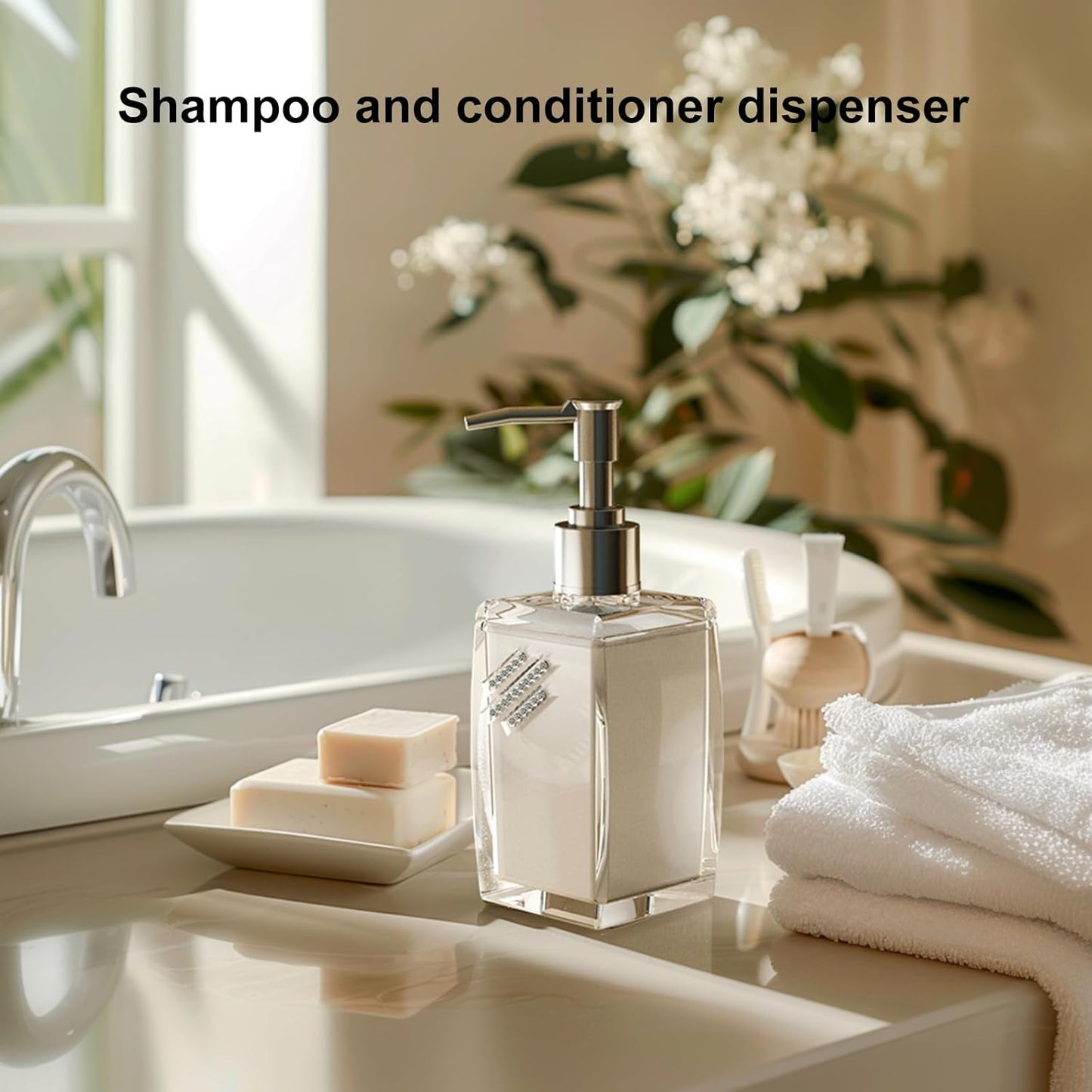 Blue Soap Dispenser with Refillable Plastic Pump for Bathroom Sink or Kitchen Counter, Ideal for Hand Soap, Liquid Soap, Dish Soap, or Lotion Use