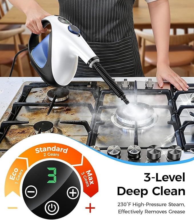 Handheld Steam Cleaner for Home 3s Instant Heat-Up No Need to Wait, Upgrade 2 LB Light Weight Easy Refill Portable Steamer Cleaner for Furniture Couch Grout Walls Kitchenware Cleaning
