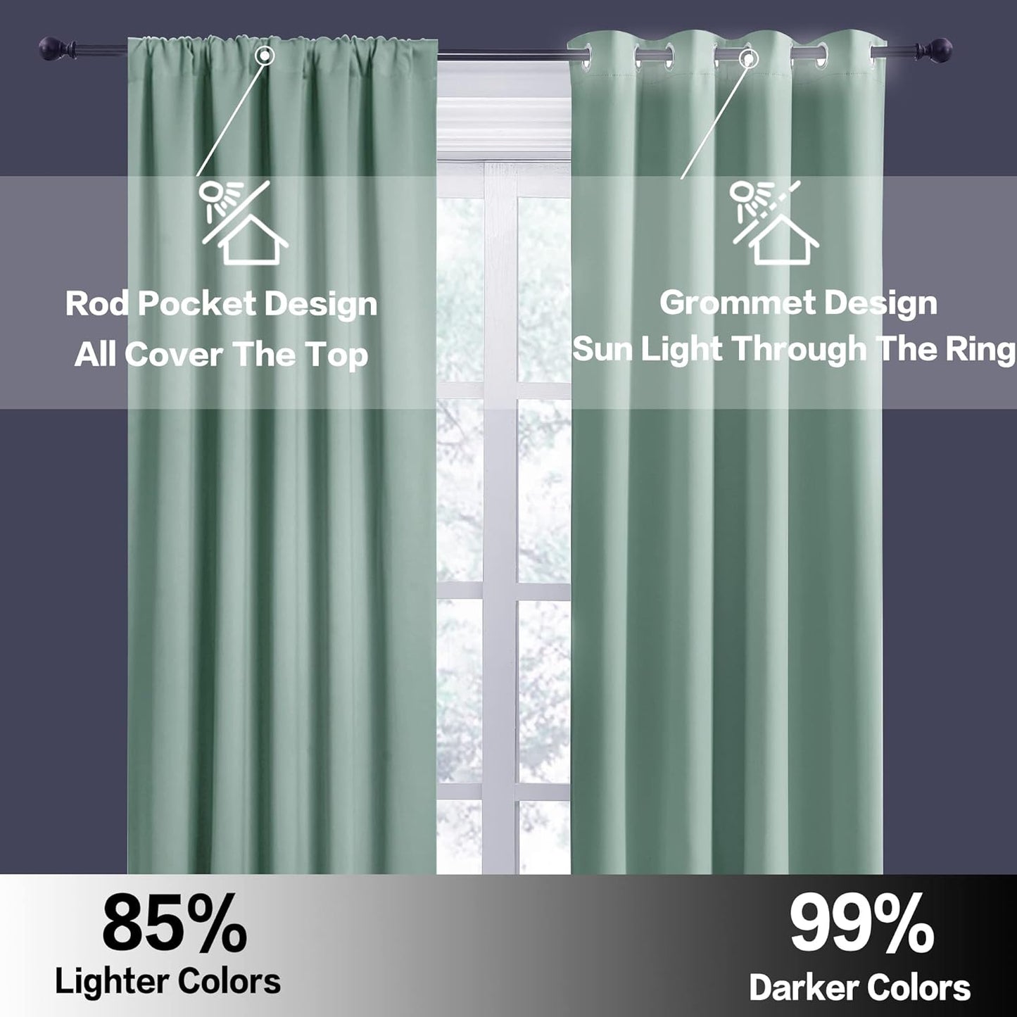 RYB HOME RV Curtains for Camper Windows - Soft Thermal Insulated Small Window Curtain Tiers for Cafe Kitchen Bedroom Basement Glass Door Window, W 42 x L 30 inches, Aqua, 2 Panels
