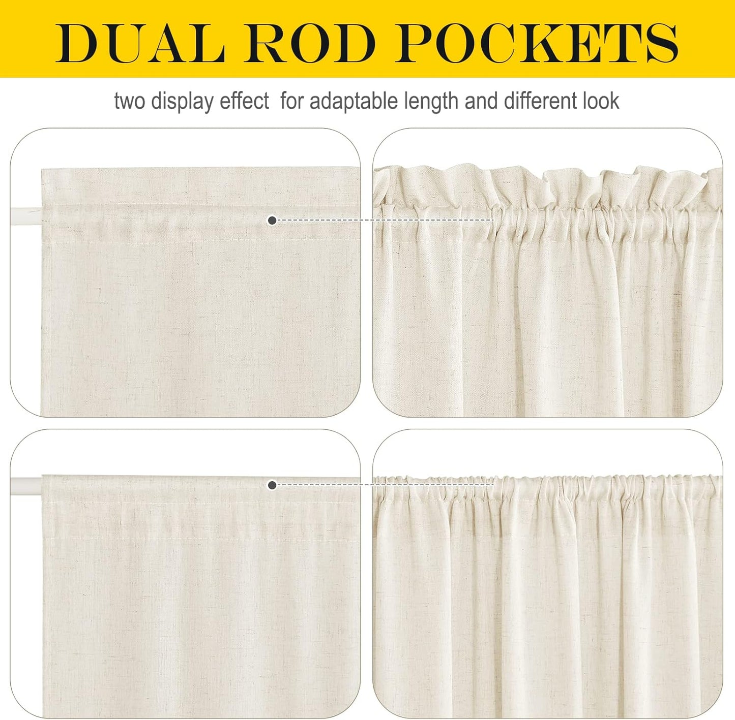NICETOWN Natural Door Curtain for French Door, Thick Linen Blended Light Filtering Solid Rod Pocket Window Cover for Glass Patio, 26" Width x 72" Length, 1 PC