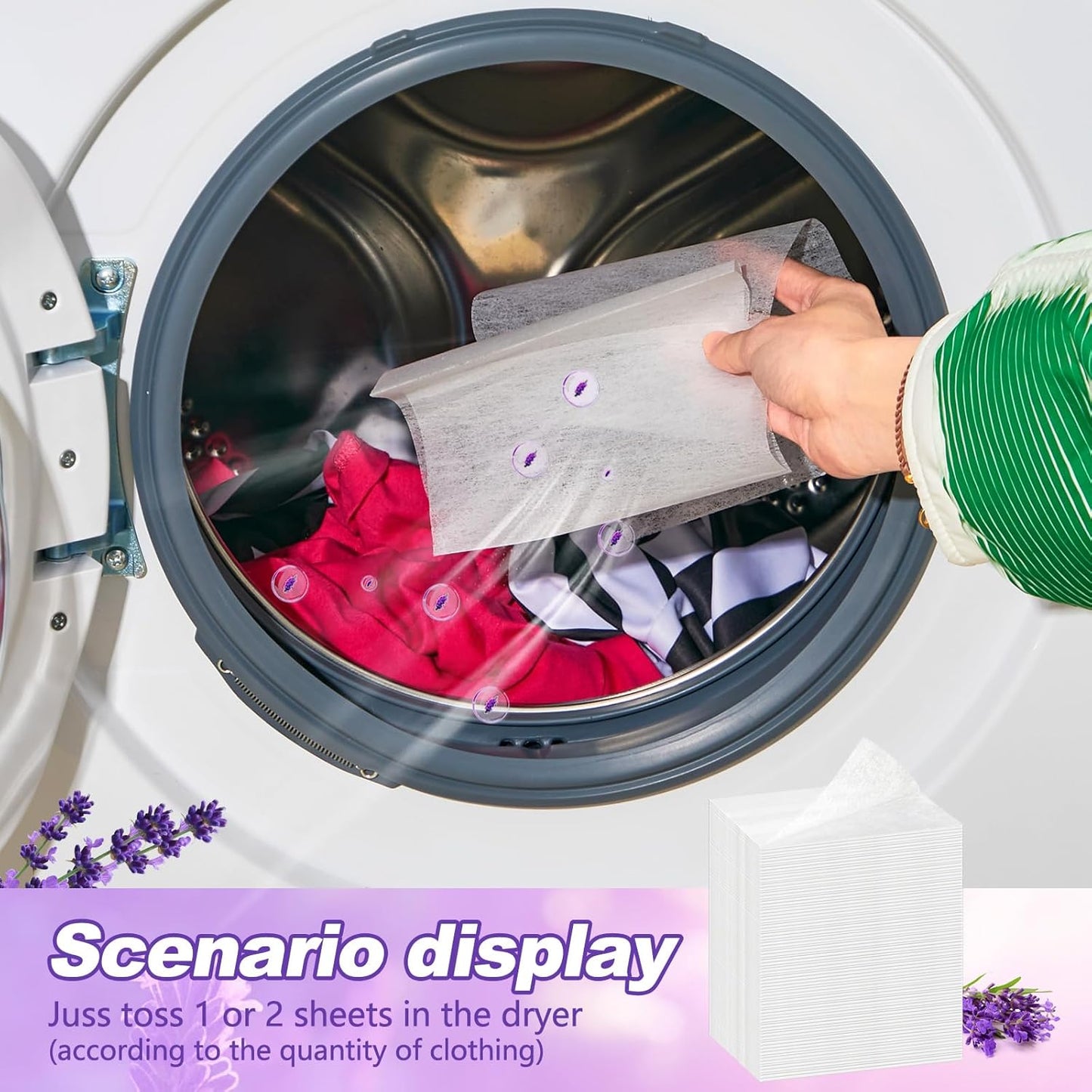 600 Count Dryer Sheets Fabric Softener Fresh Scent Dryer Sheets Bulk Naturally Softens and Removes Static Cling, Ideal for Large Households, Sensitive Skin(Lavender Scent)