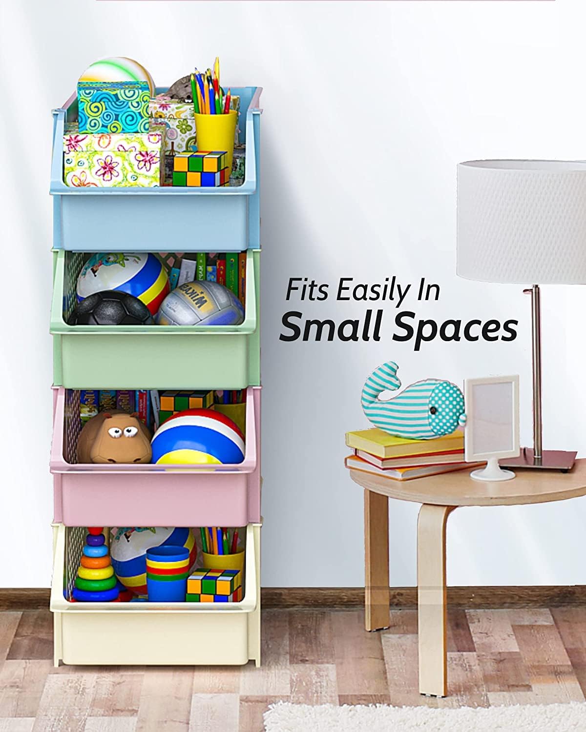 TidyFriend Plastic Stackable Storage Bins for Pantry - 8 Pack Stackable Bins for Organizing Food, Kitchen, and Bathroom Essentials (Multi)