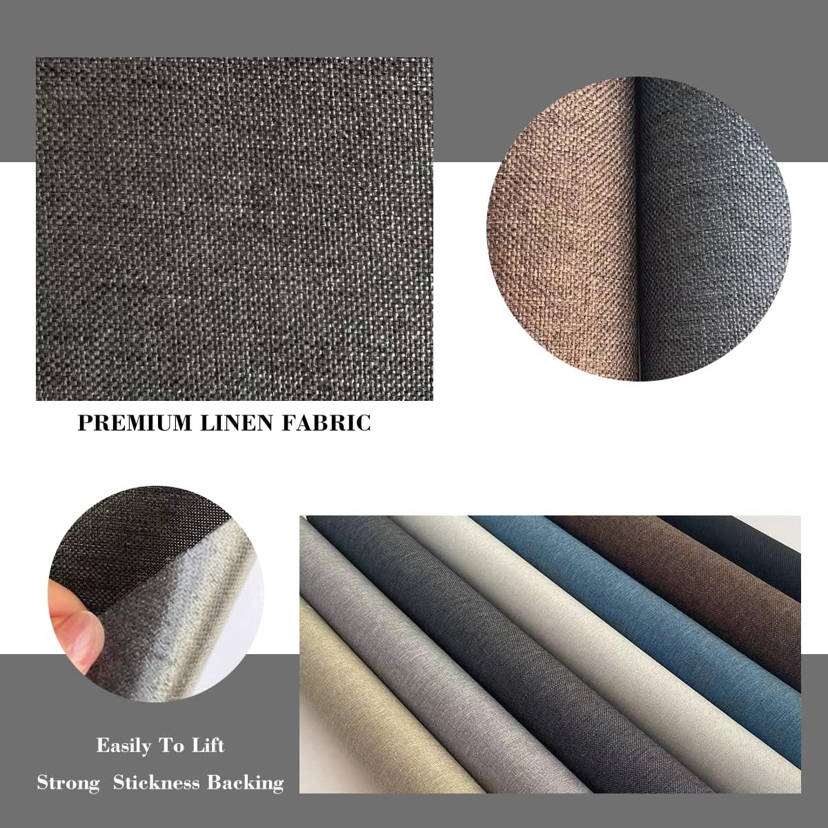 Fabric Repair Patches, 17X158 Inch Linen Repair Tape Self-Adhesive Fabric Patches Durable, DIY Large Linen Tape for Sofa, Couches, Furniture, Chair, Clothing （17X158 Inch, Dark Grey）