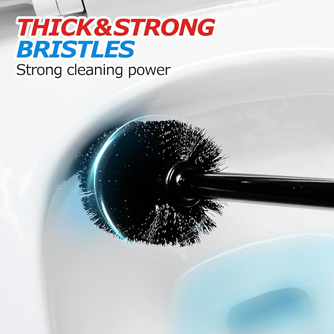 2Pack 2 in 1 Toilet Brush and Plunger Set, Extended Handle Plunger,Toilet Bowl Brush Plunger Set,Bathroom Cleaning Tools,Toilet Brush Plunger Combo,Cleaning Supplies，Bright Black(19.9inch)