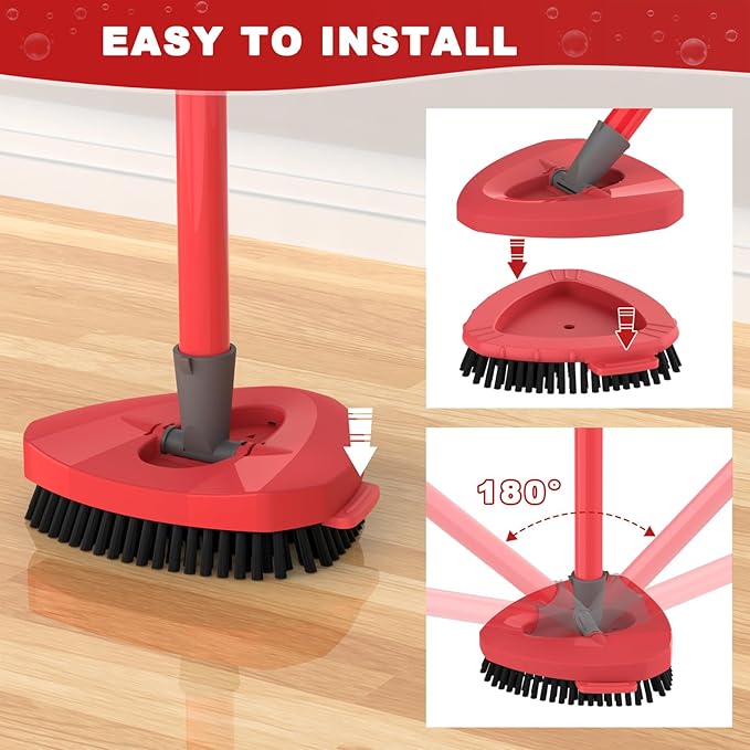 Aifacay 2-Pack Upgraded Scrub Brush Heads for O-Cedar EasyWring Spin Mop, Full-Bristle Heavy-Duty Replacement Mop Brush Attachments Compatible with 1-Tank Spin Mop Set for Deep House Cleaning