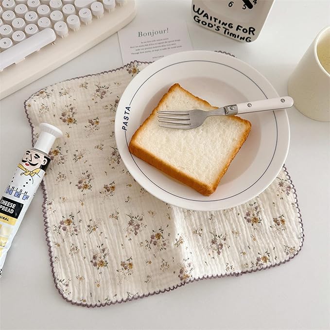 BuLuTu Reusable Cleaning Cloths 100% Cotton Muslin Dishcloths for Kitchen 4 Pack Sweet Floral Dish Towels Cellulose Sponge Cloths Non Scratch Towels No Odor,Super Absorbent Reusable Kitchen Dish Rags