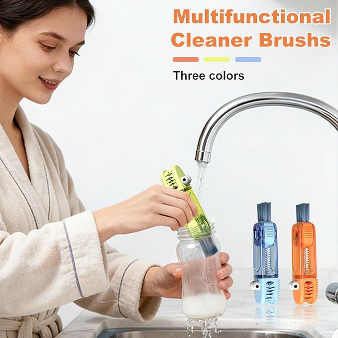 3 in 1 Cup Lid Cleaning Brush Set 6 Pcs, Gap Cleaner Brushs - Home Kitchen Multifunctional Bottle Cleaning Brush Set, Portable Travel Bottle Lid Cleaner Tools