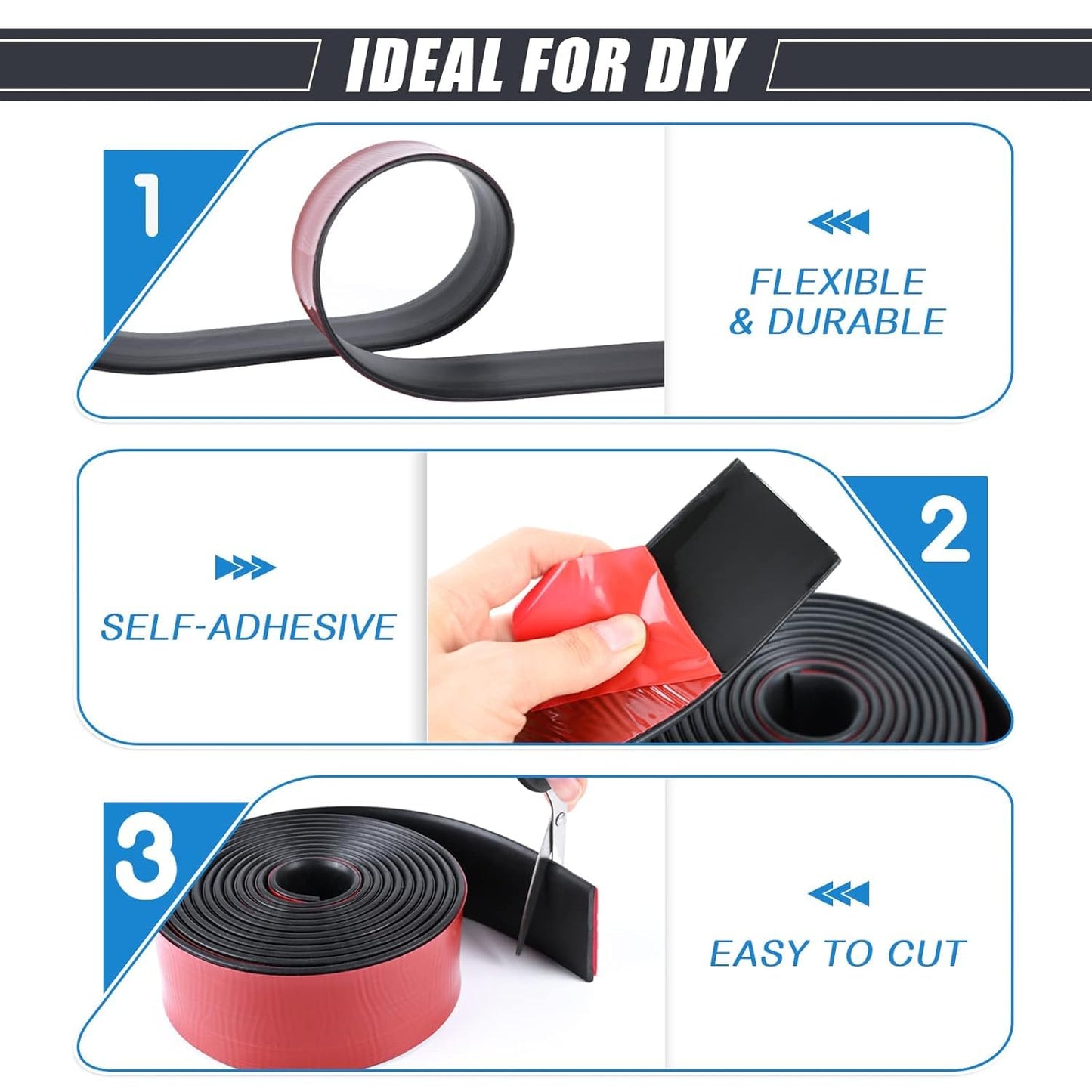 Neoprene Rubber Strips Self Adhesive Sheets, Rolls & Strips with Adhesive Backing Rubber Pads Self Stick Seal Gasket Tape for Matting Padding - 4" Wide x 1/5" Thick x 10' Long