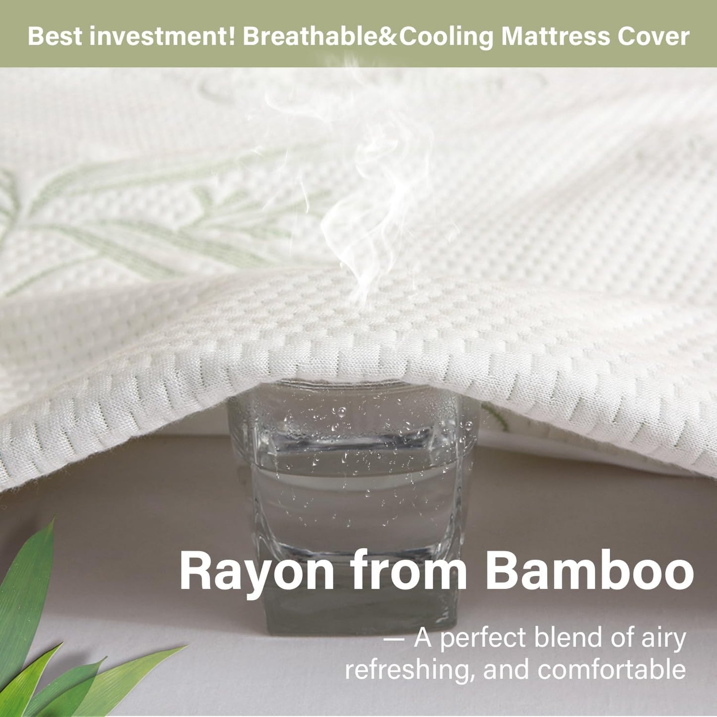 Twin XL Mattress Protector Waterproof Mattress Pad Washable Bamboo Rayon Mattress Cover Breathable Noiseless Bed Protector 5" - 21'' Elastic Fitted Deep Pocket