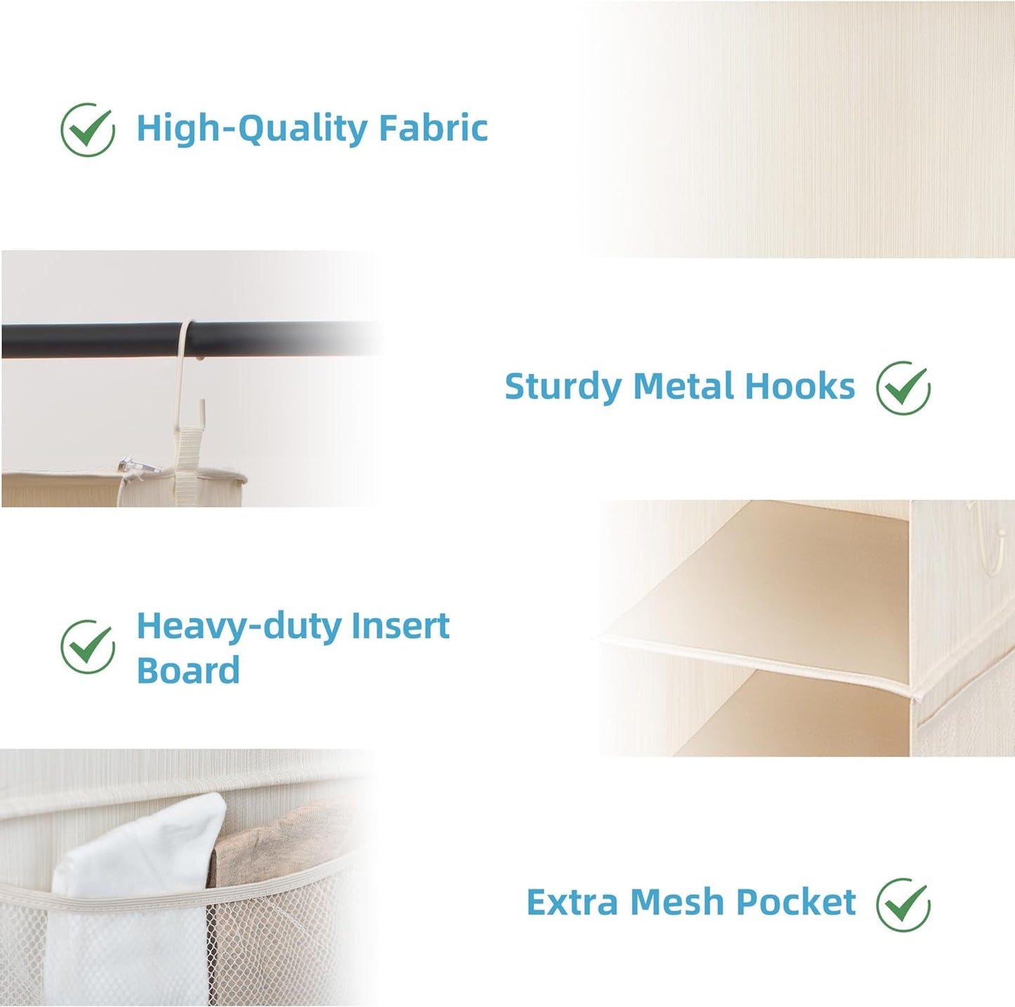 StorageWorks 6-Shelf Closet Organizers, Two 3-Shelf Separable Hanging Shelves for Closet, 12" D x 12" W x 48 ¼"H, Mixing of Beige, White & Ivory